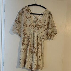 Chic Cream and Brown Floral Romper